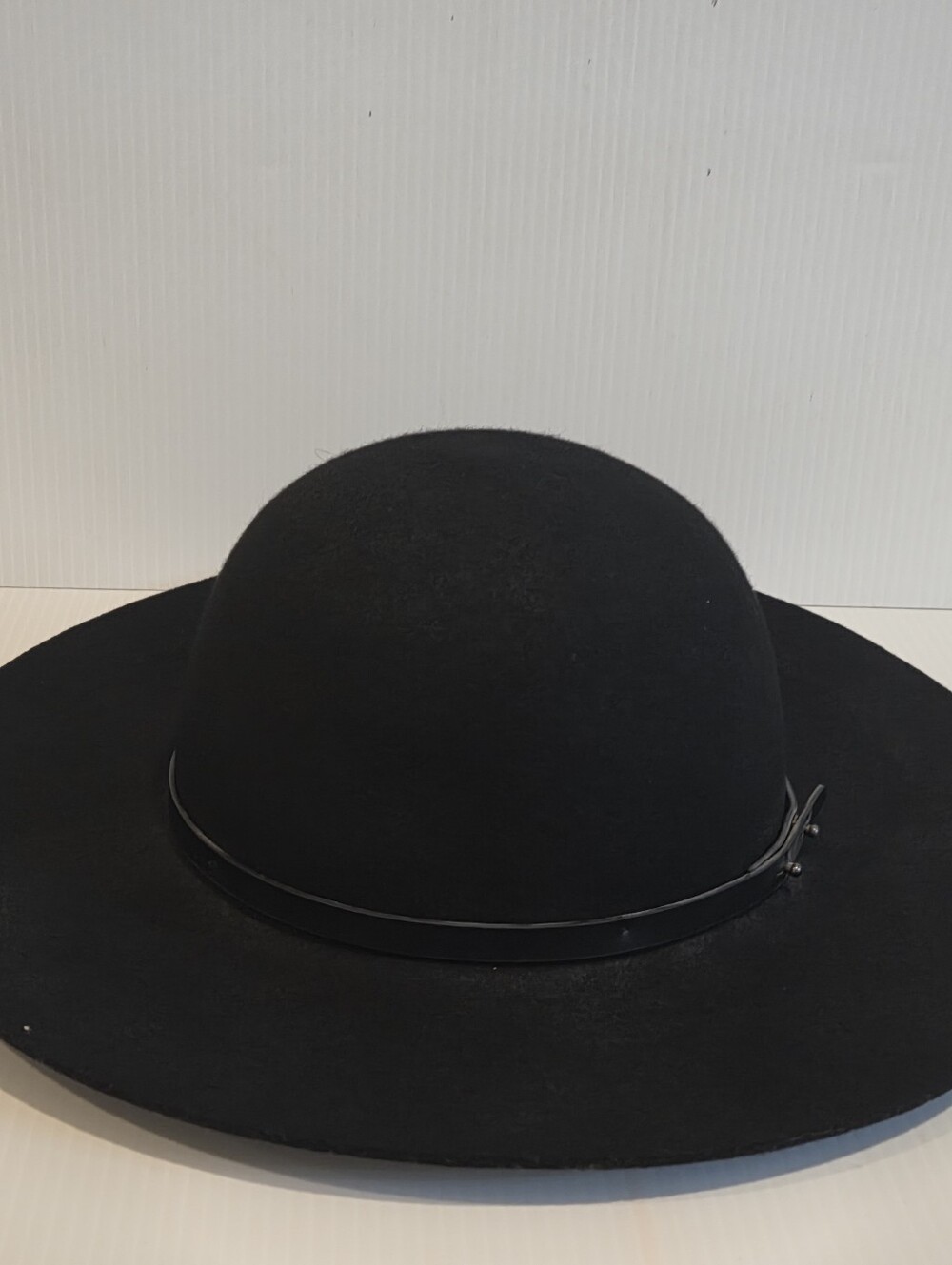 Black Wool Wide Brim Floppy Hat 3” Brim Boho Style Felt Soft Crown Womens Medium - Picture 2 of 12